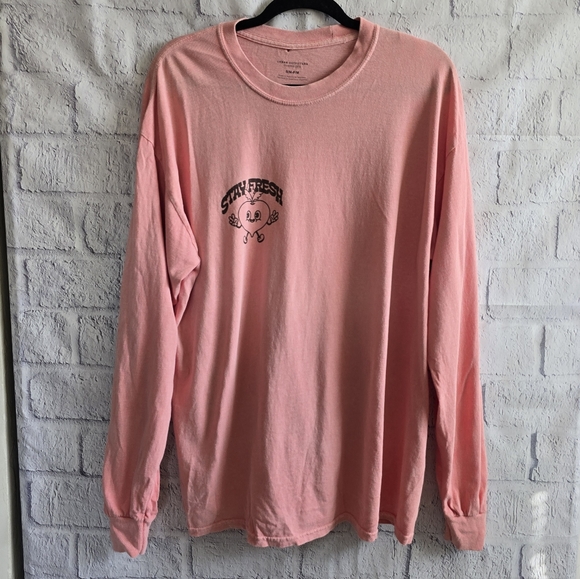 Urban Outfitters Stay Fresh Pink Long Sleeve Oversized Tee Small - Picture 2 of 13